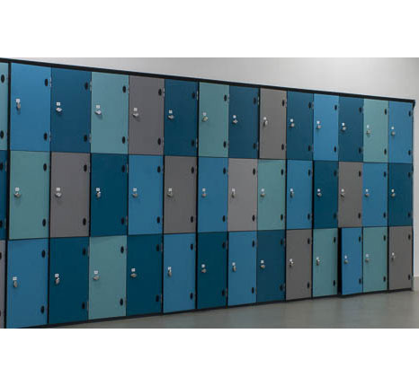 multi coloured blue lockers