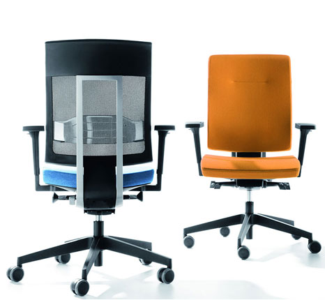 Orange and blue office chair