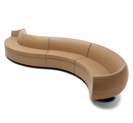 S shape brown couch