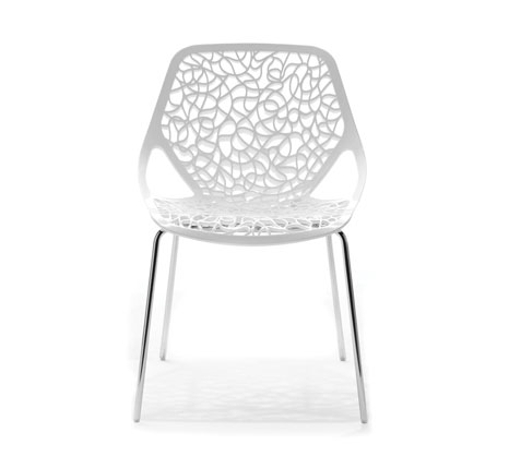 white frilled chair